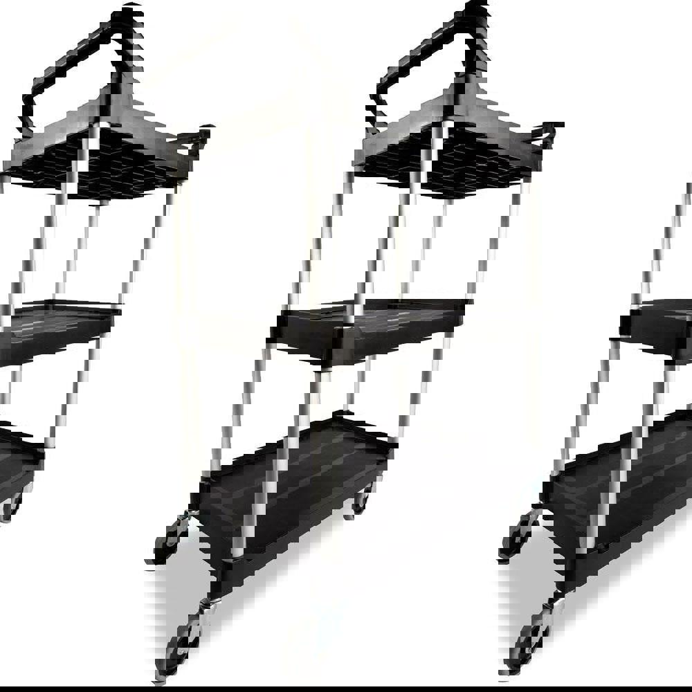 Three-Shelf Service Cart, Plastic, 3 Shelves, 200 lb Capacity, 18.63